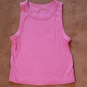 Old Navy Pink Ribbed Snug Crop Tank Top